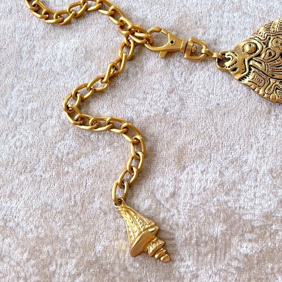 VINTAGE Gold Tone Tropical Angel Fish Chain Belt Metal Cinch Waist Lobster Clasp - Picture 4 of 16